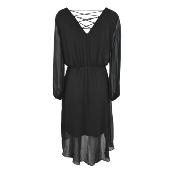 Thalia Sodi Lace Up V-Neck Long Sheer Long Sleeve A-line Dress - Picture 2 of 2